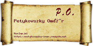 Petykovszky Omár névjegykártya